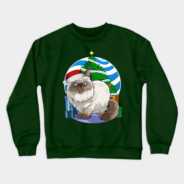 Himalayan Persian Cat Santa Christmas Gift Crewneck Sweatshirt by Noseking